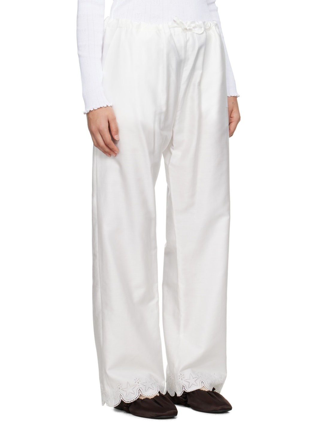 White Two-Pocket Lounge Pants - 2