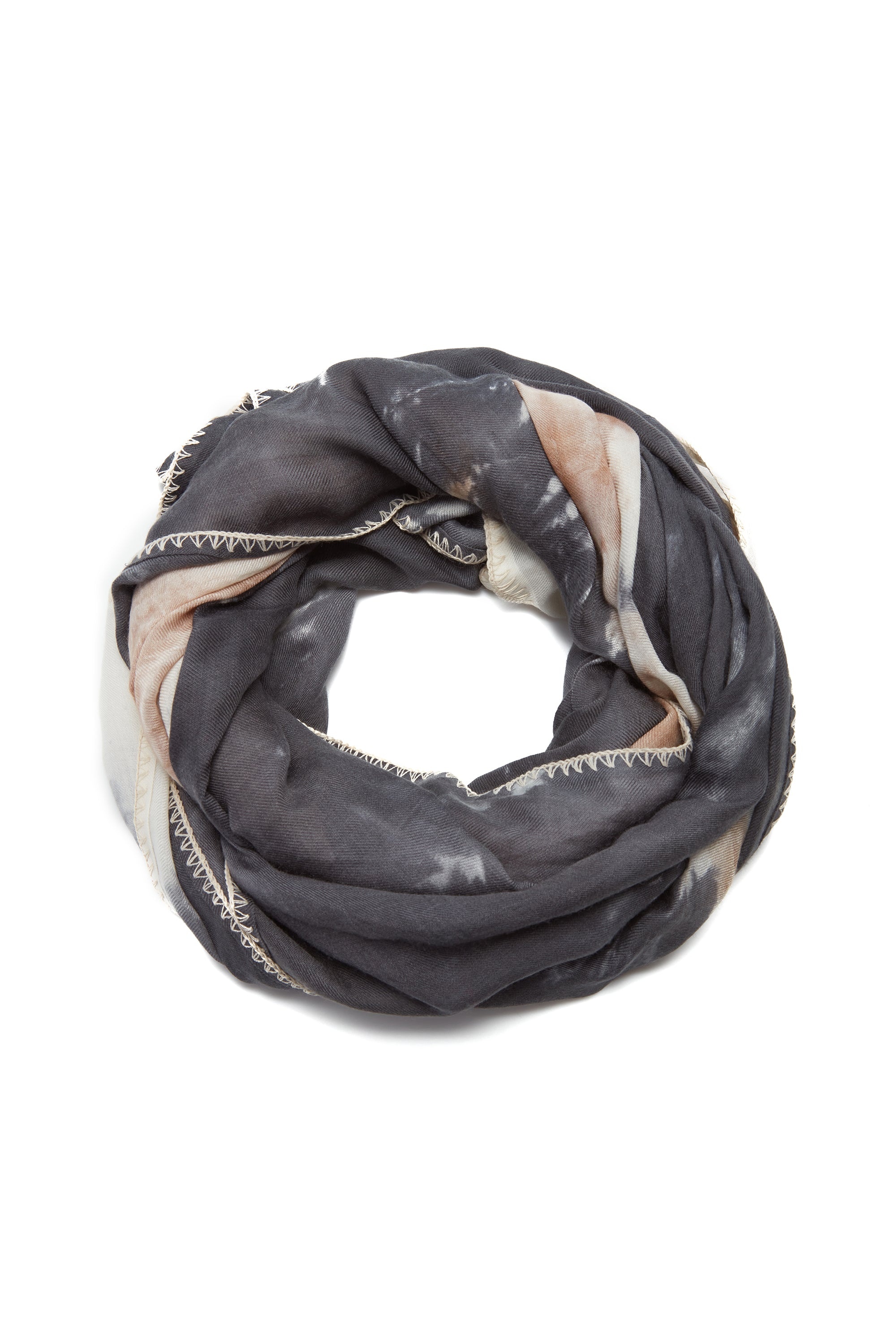 Anaya Scarf in Camel Multi Print with Edge Stitch - 2