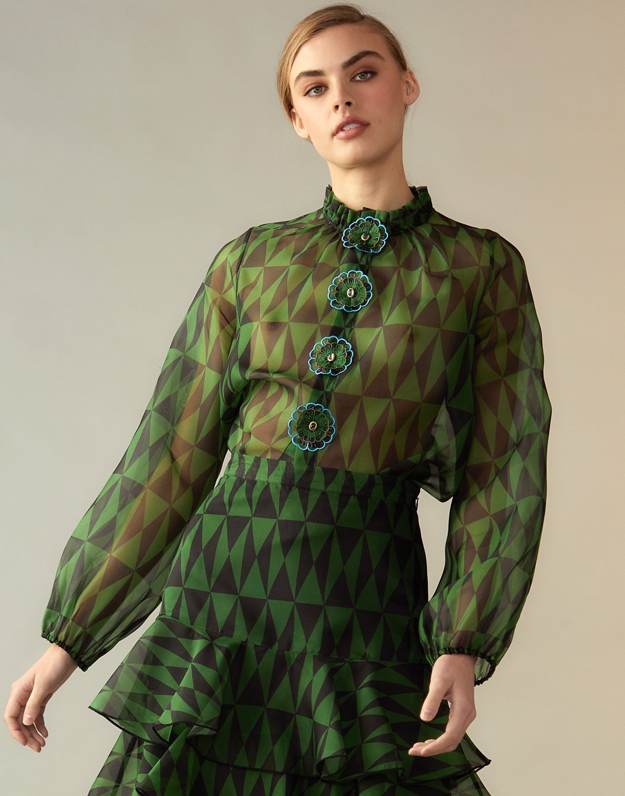 Evergreen Silk Organza Shirt - 3