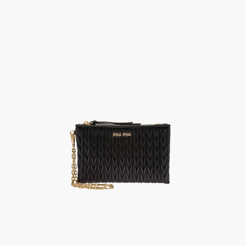 Miu Miu Matelassé nappa leather pouch outlook
