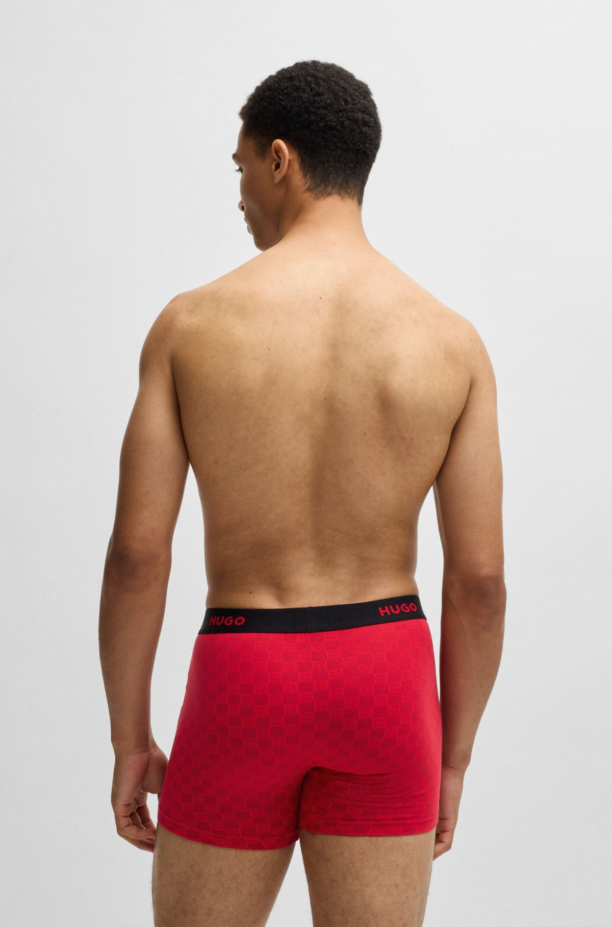 THREE-PACK OF STRETCH-COTTON BOXER BRIEFS WITH LOGOS - 3