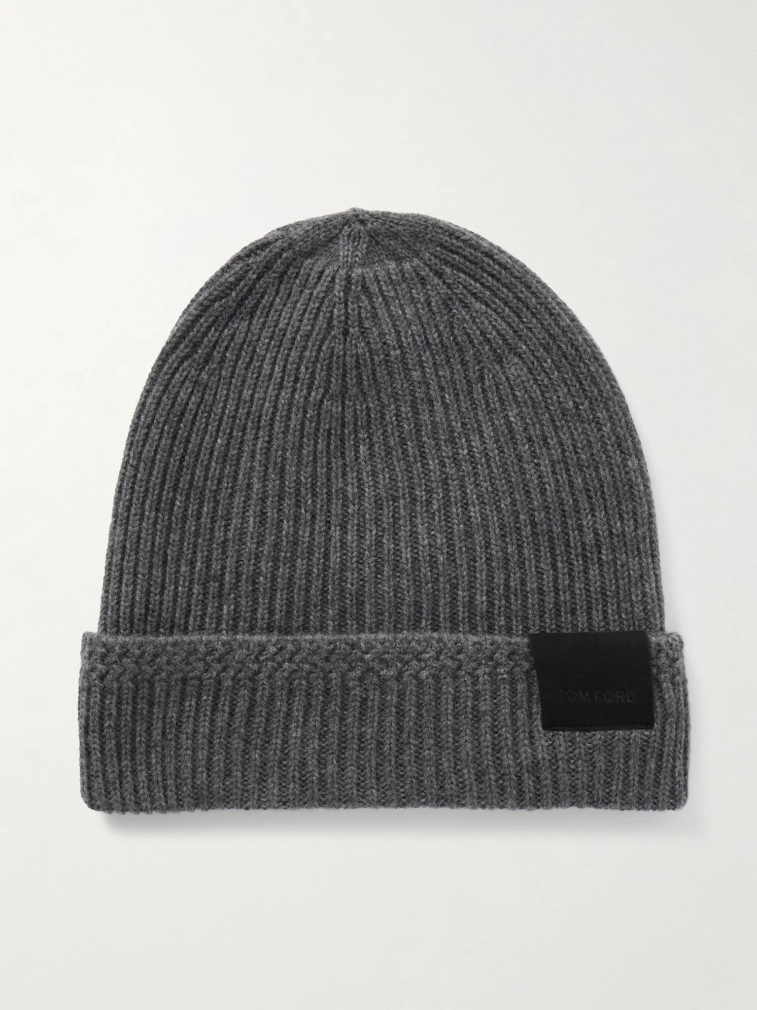 Logo-Appliquéd Ribbed Cashmere Beanie Gray - 1