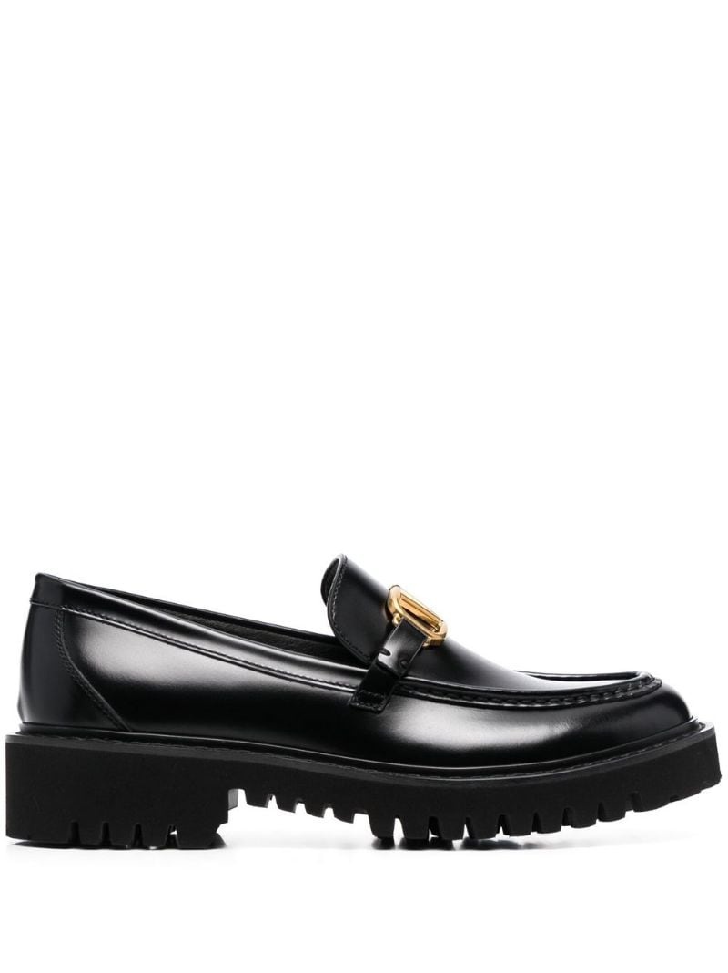 leather logo-plaque loafers - 1