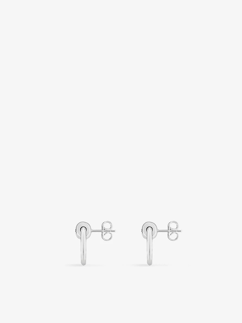 GUCCI Logo-engraved sterling-silver stud earrings outlook