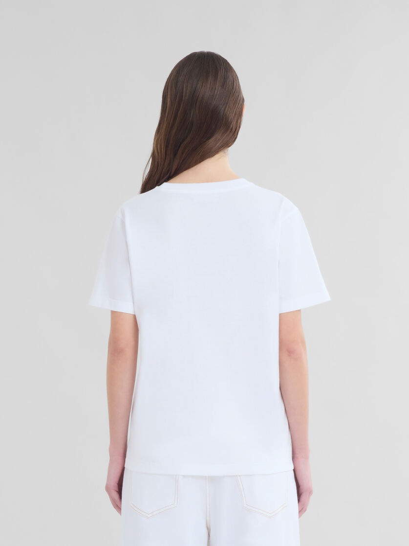 WHITE ORGANIC JERSEY T-SHIRT WITH FLOWER PATCH - 3