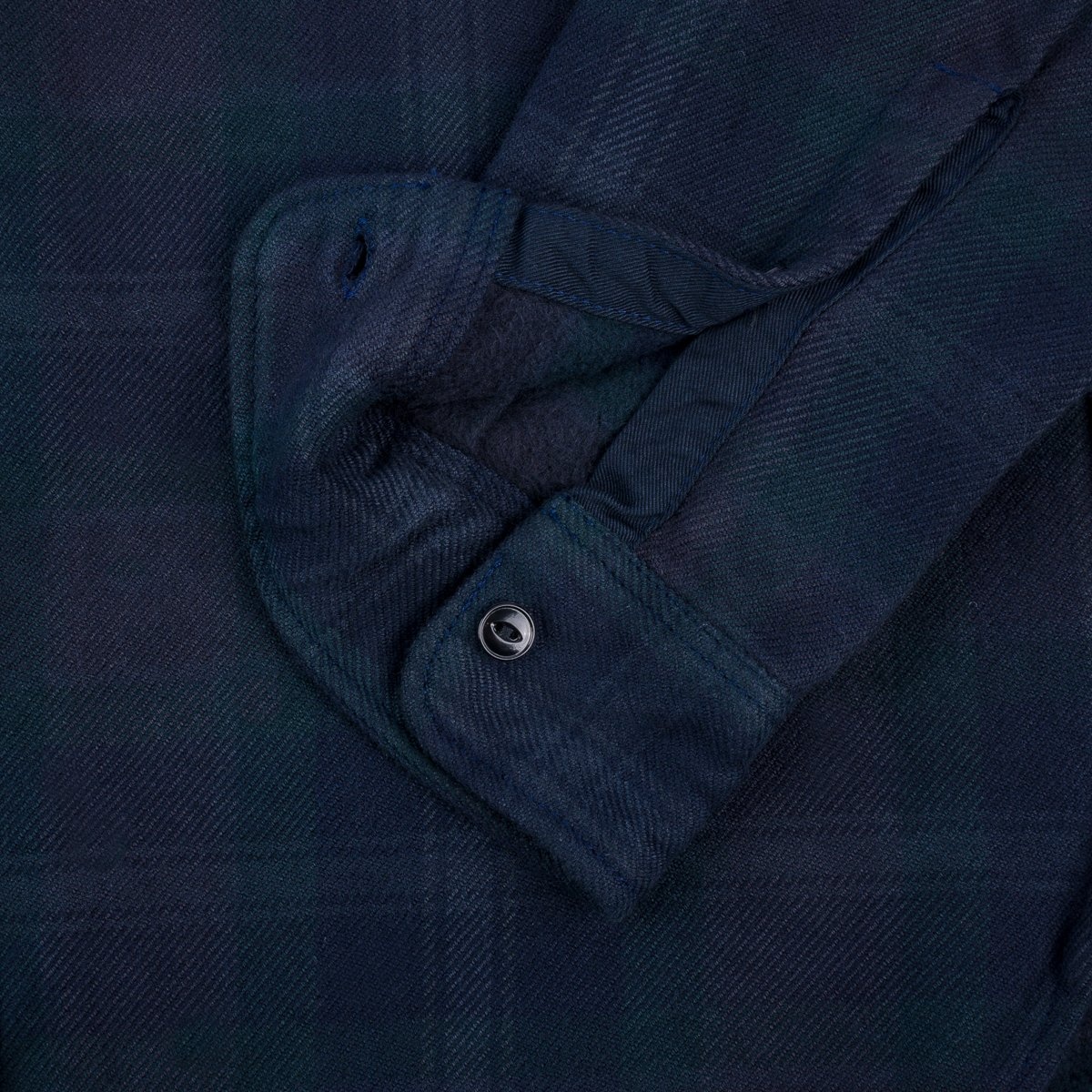 IHSH-342-OD Ultra Heavy Flannel Crazy Check Work Shirt - Navy Overdyed Black - 10