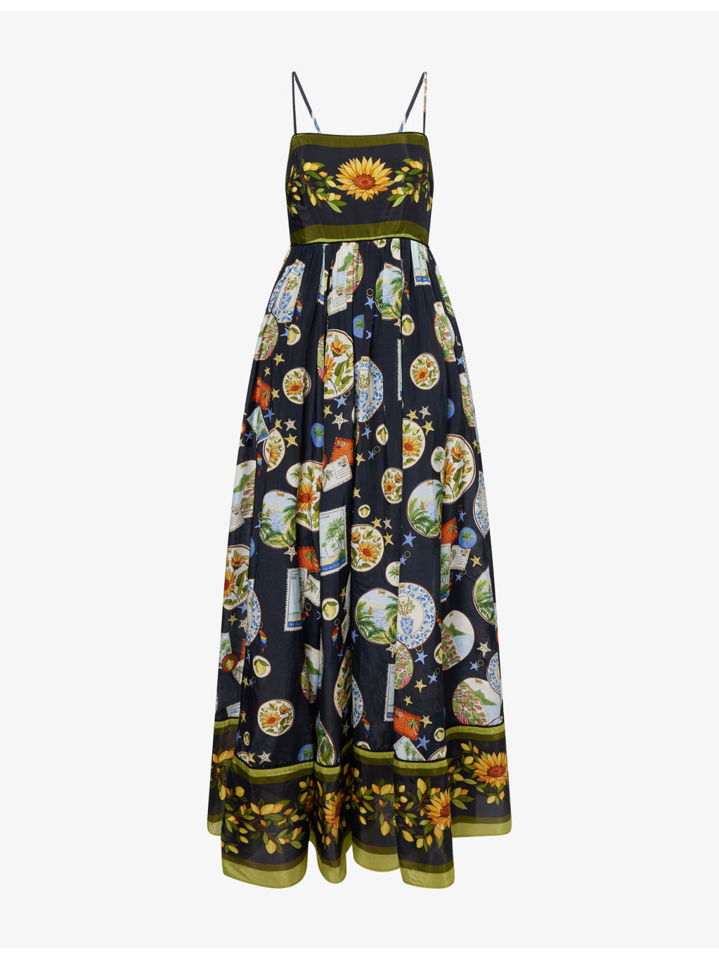 Trip Souvenir Shoulder-Straps Cotton-Blend Maxi Dress - 1