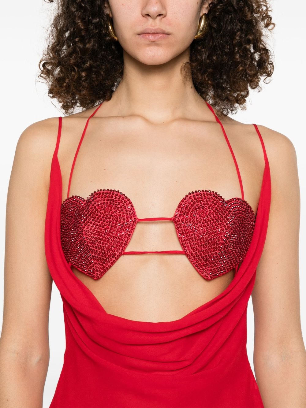 rhinestone-embellished georgette top - 5
