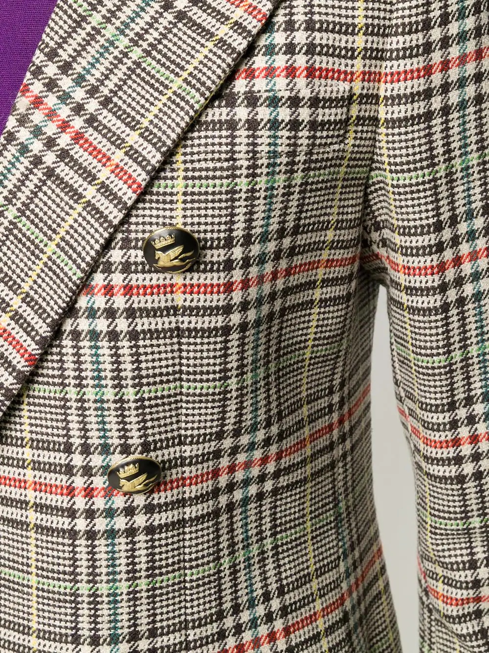 check print double breasted coat - 5