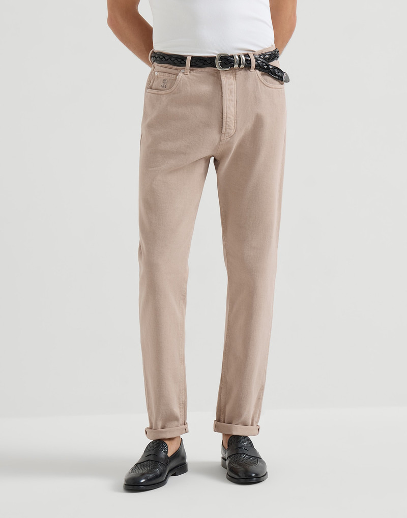 Garment-dyed iconic fit five-pocket trousers in denim 2