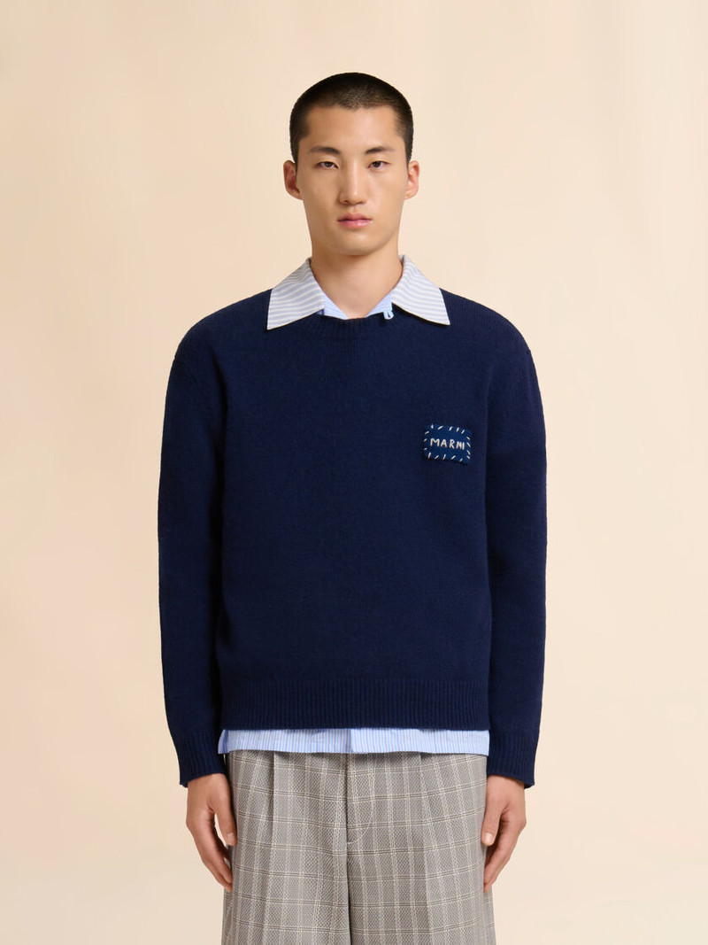 Marni DEEP BLUE CASHMERE SWEATER WITH MARNI PATCH outlook