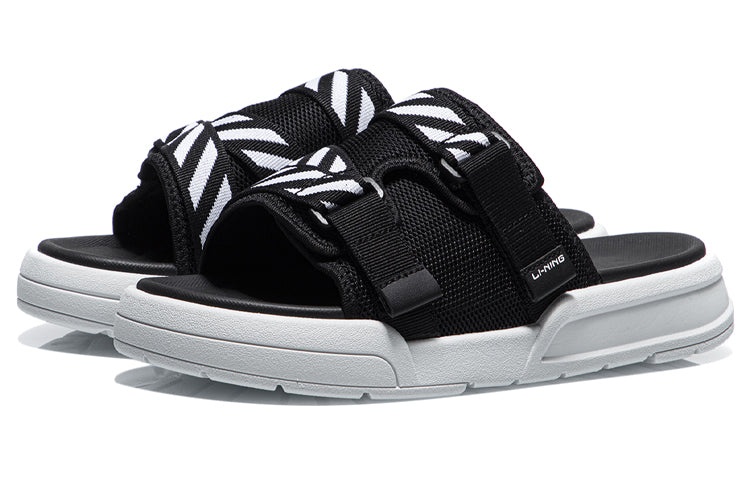 (WMNS) Li-Ning Fashion Slides 'Black White' AGAR014-1 - 3