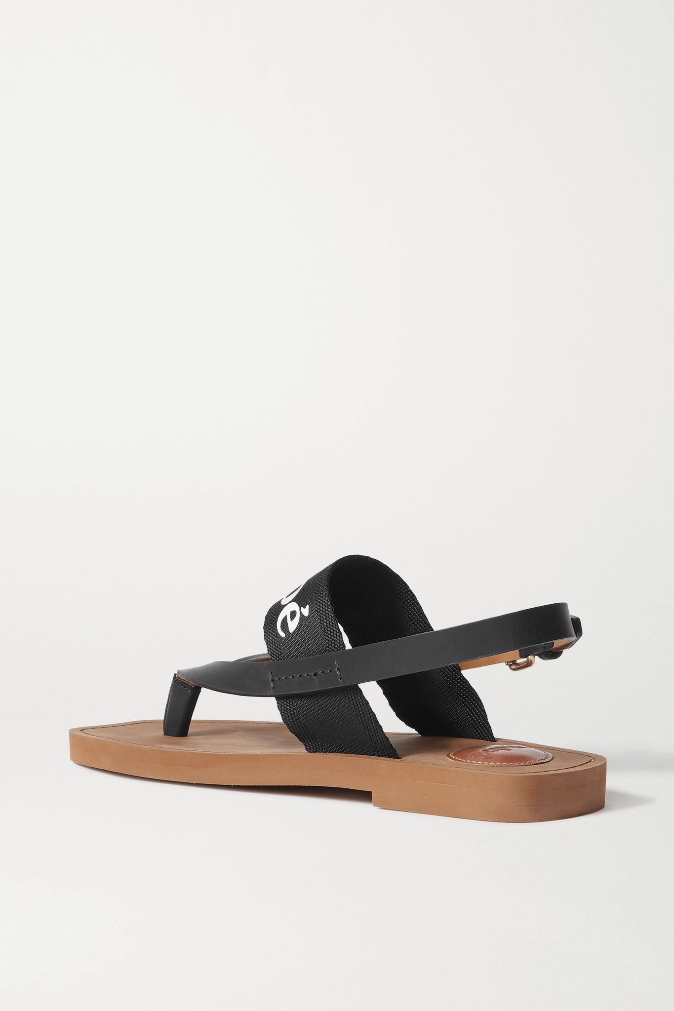 Logo-print canvas and leather sandals - 4