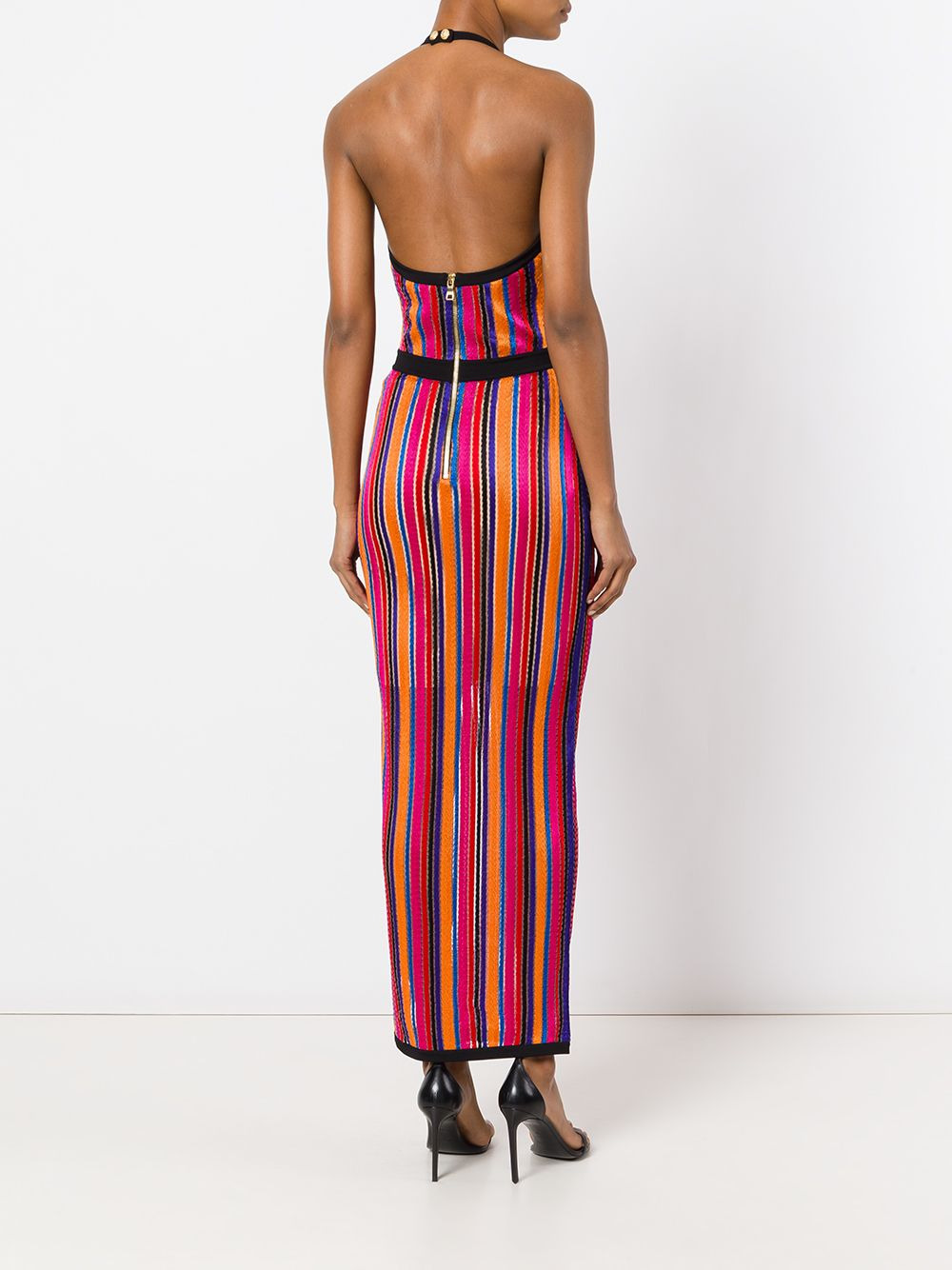 striped contrast trim dress - 4