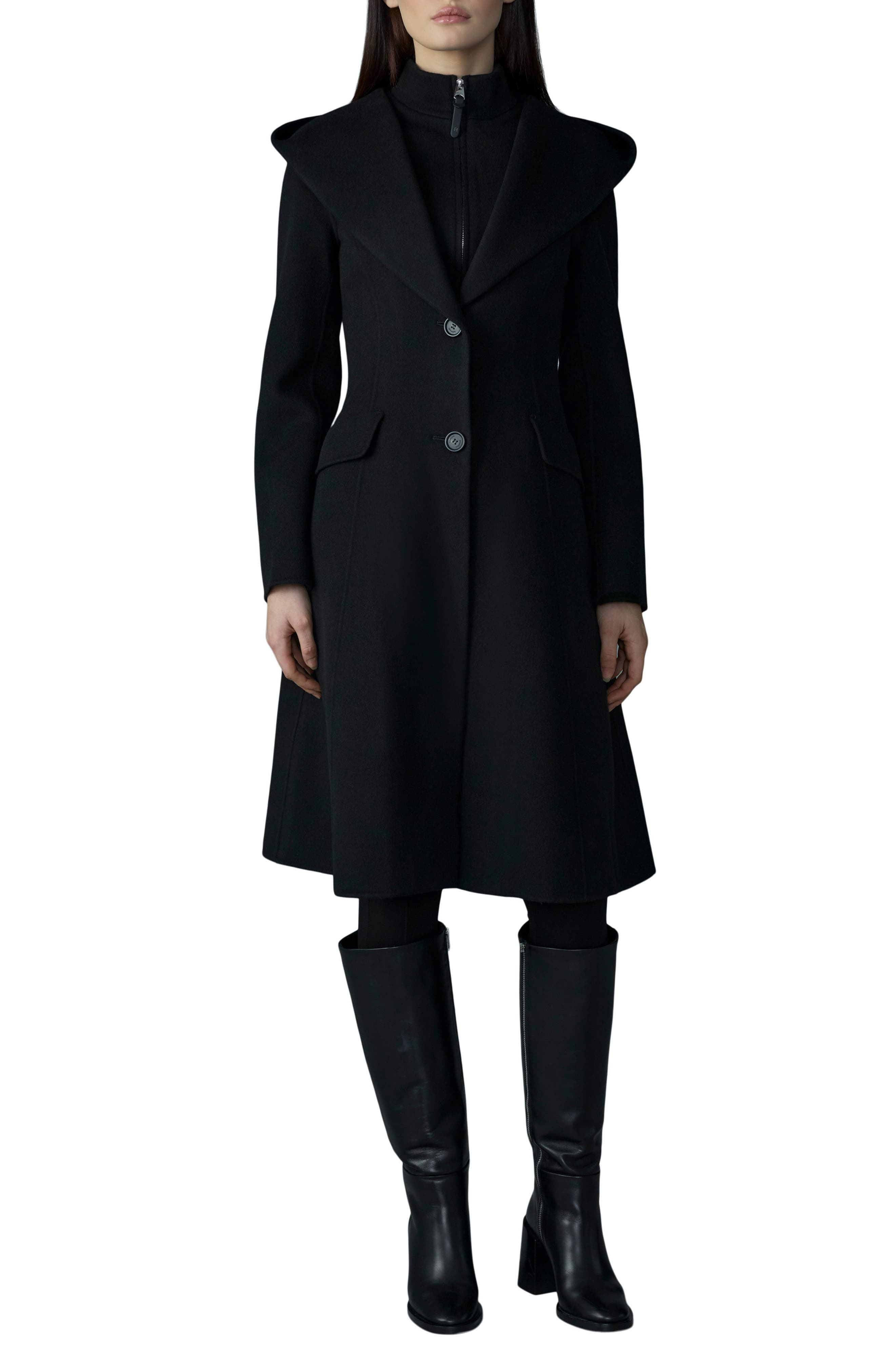 Mackage Hooded Coat with Removable Bib in Black at Nordstrom - 1