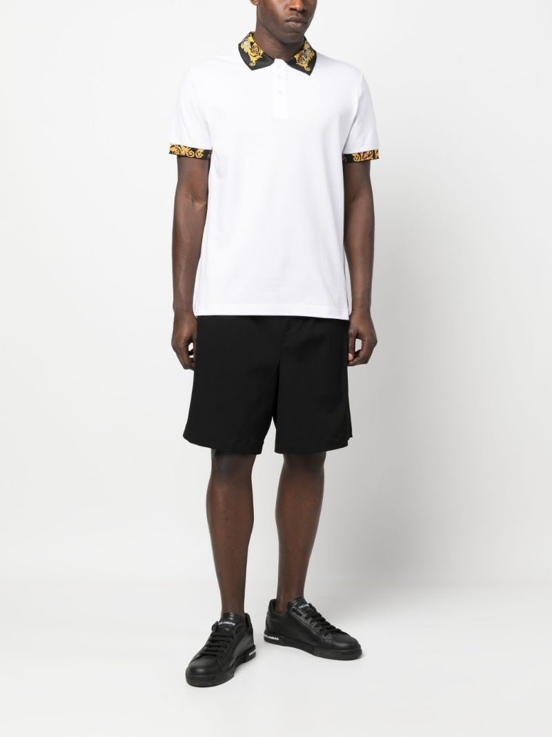 Barocco-print shirt-sleeve polo shirt - 2