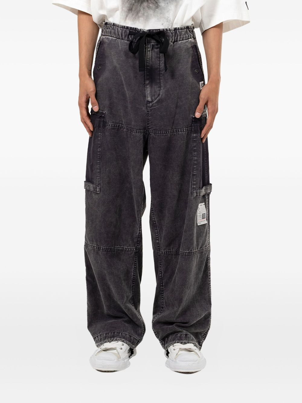 panelled drawstring jeans - 2