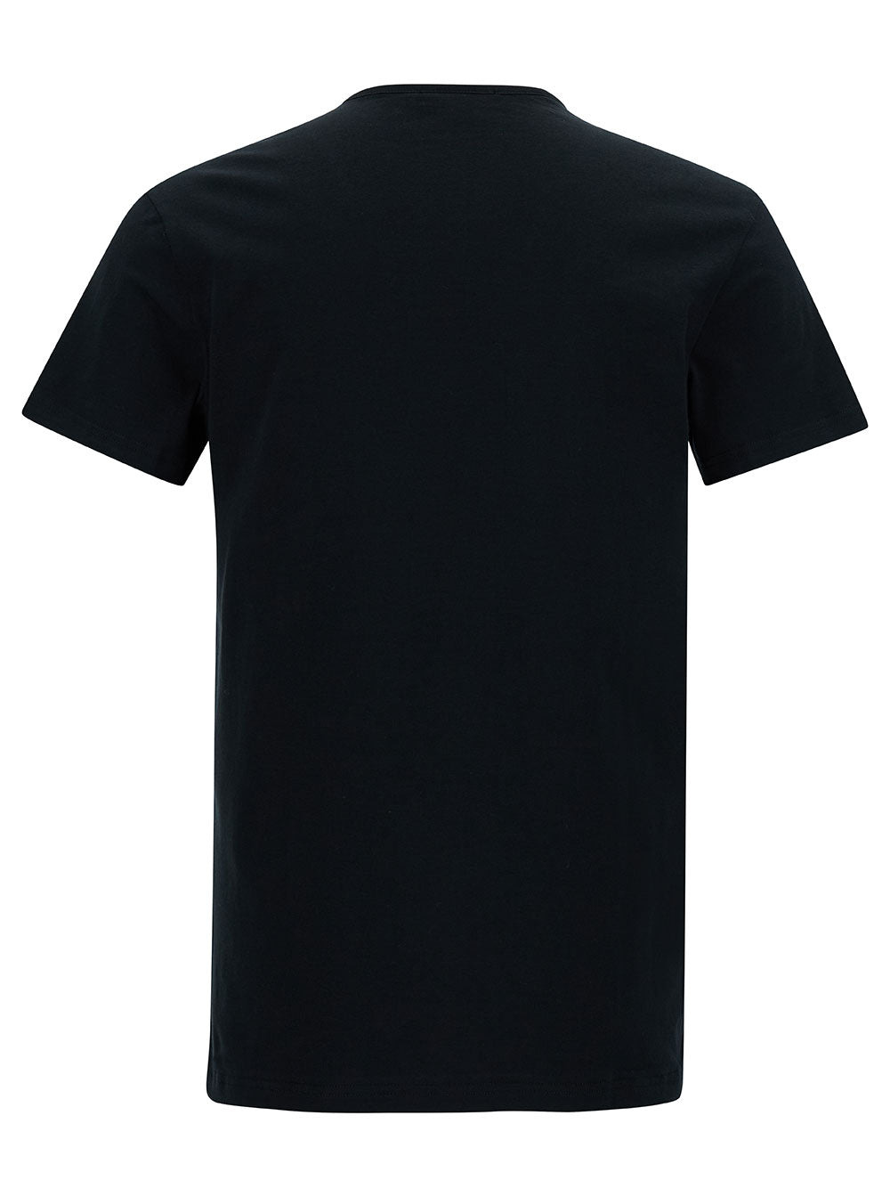 Versace Men Black Crewneck T-Shirt With Medusa Logo Print In Stretch Cotton Man - 2