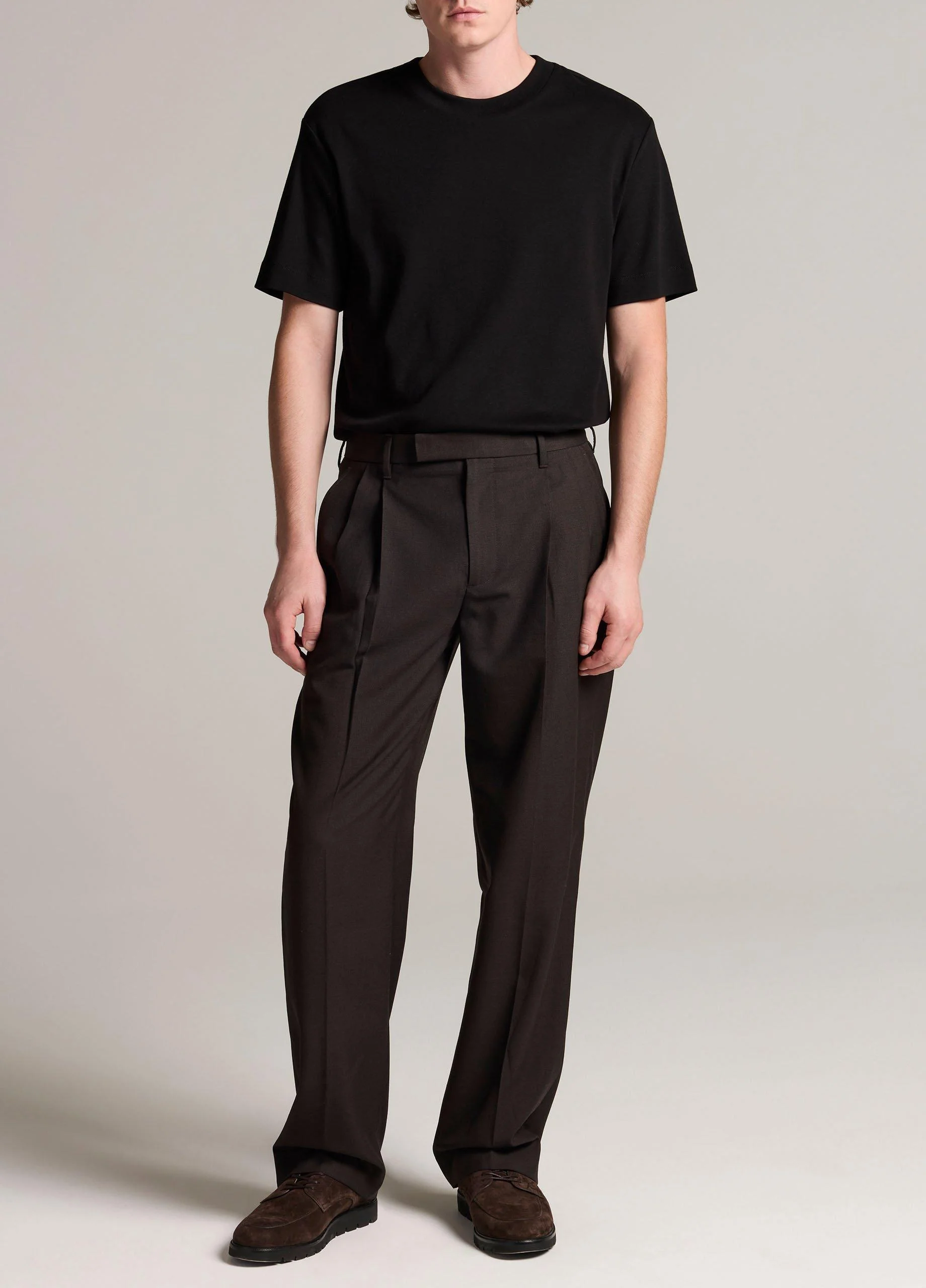 Louie Relaxed Twill Double-Pleated Trouser - 1