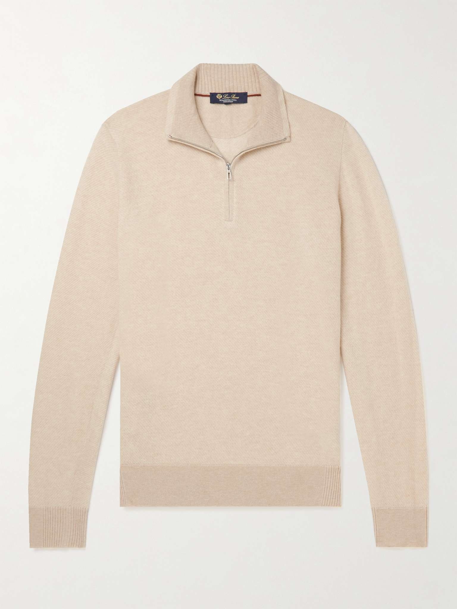 LORO PIANA Slim-Fit Ribbed Silk, Cashmere and Linen-Blend Half-Zip Sweater  for Men