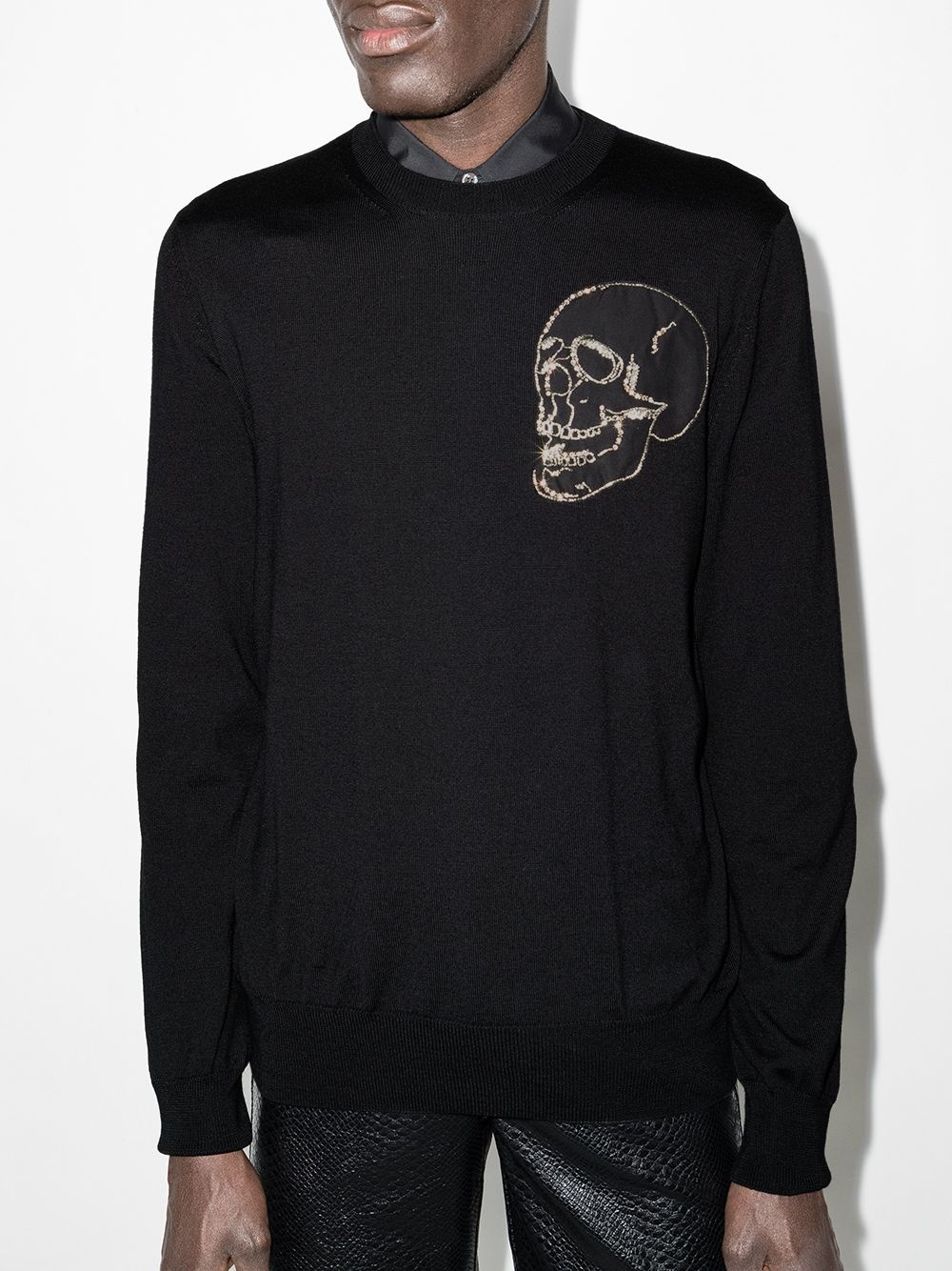 skull-patch wool jumper - 2