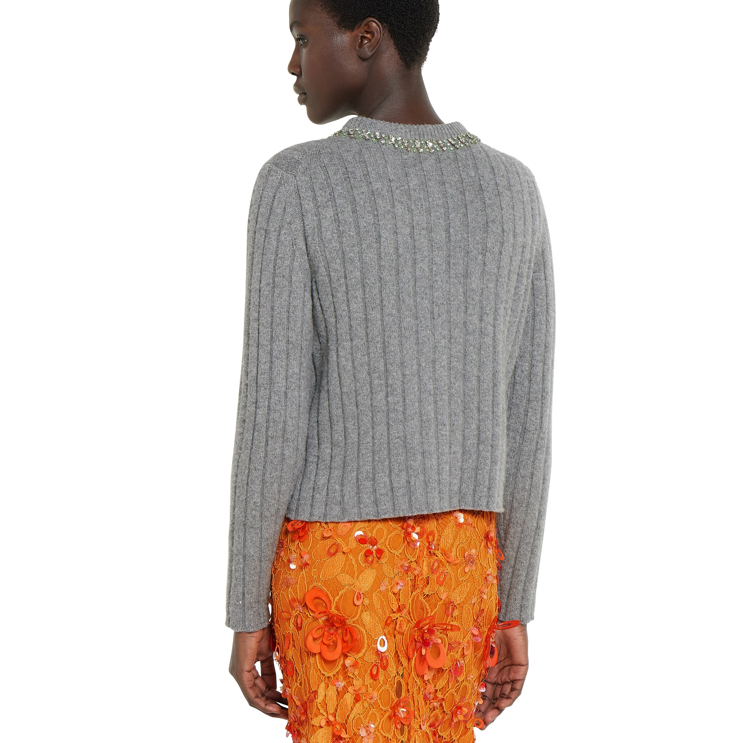Rib soft wool and cashmere cardigan - 4