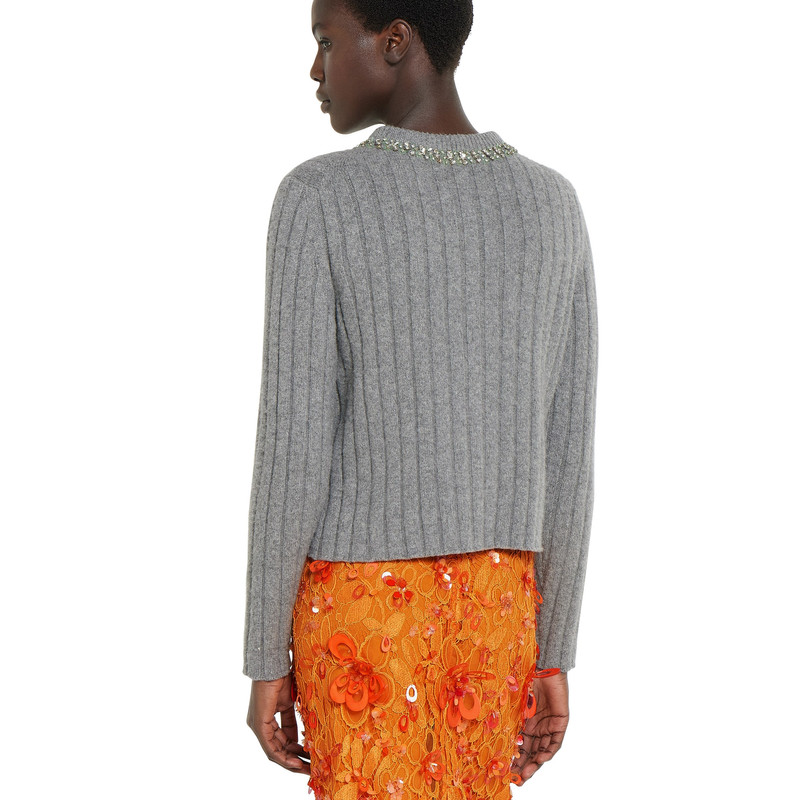 Rib soft wool and cashmere cardigan 4