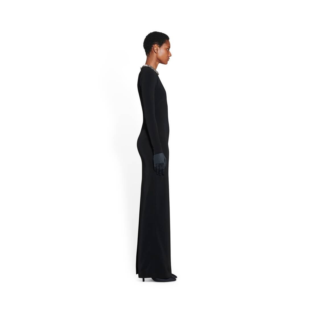 Women's Maxi Crewneck Dress in Black - 3