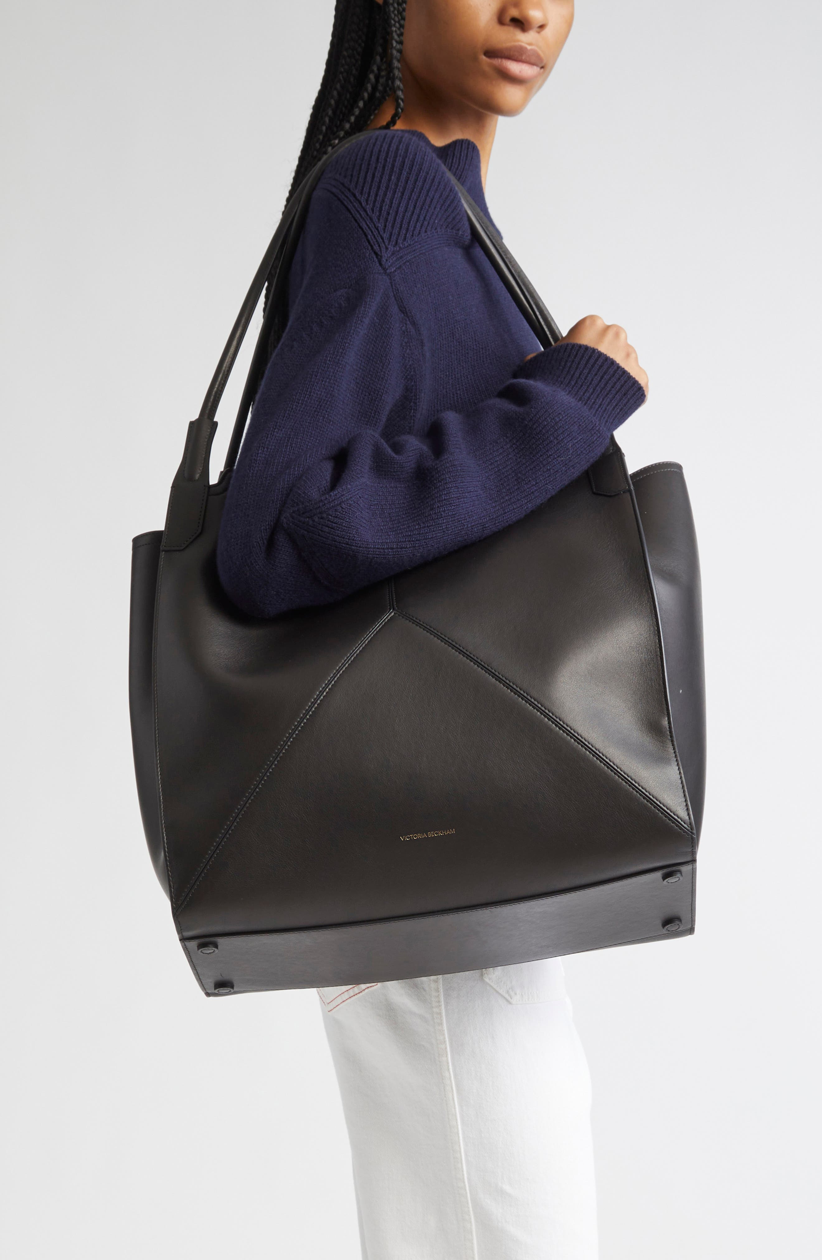 Victoria Beckham Victoria Leather Tote in Black at Nordstrom - 2