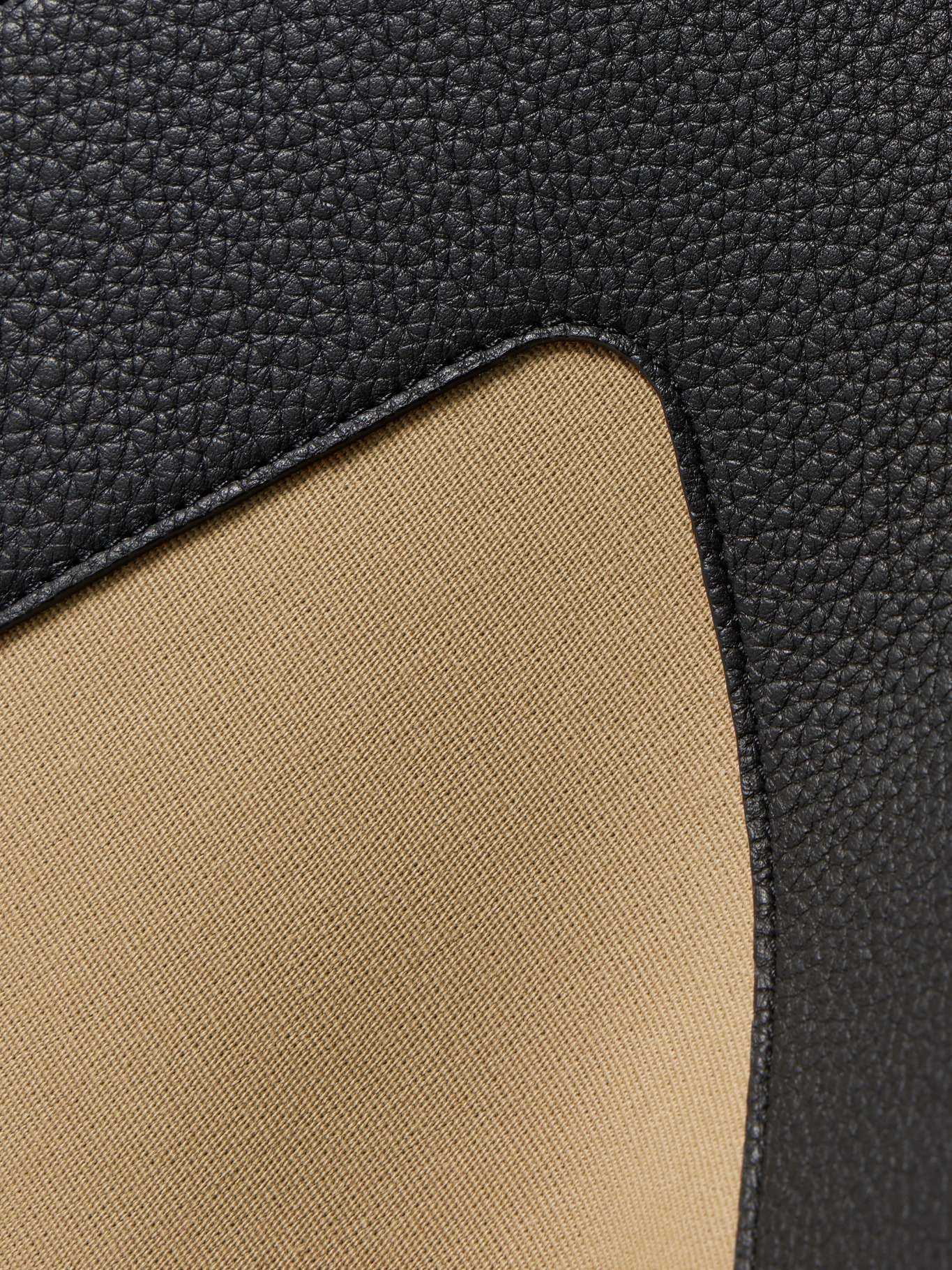 Lotus small textured leather-trimmed canvas tote Black - 4