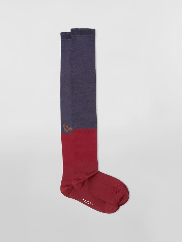 BURGUNDY SHINY VISCOSE SOCK - 1