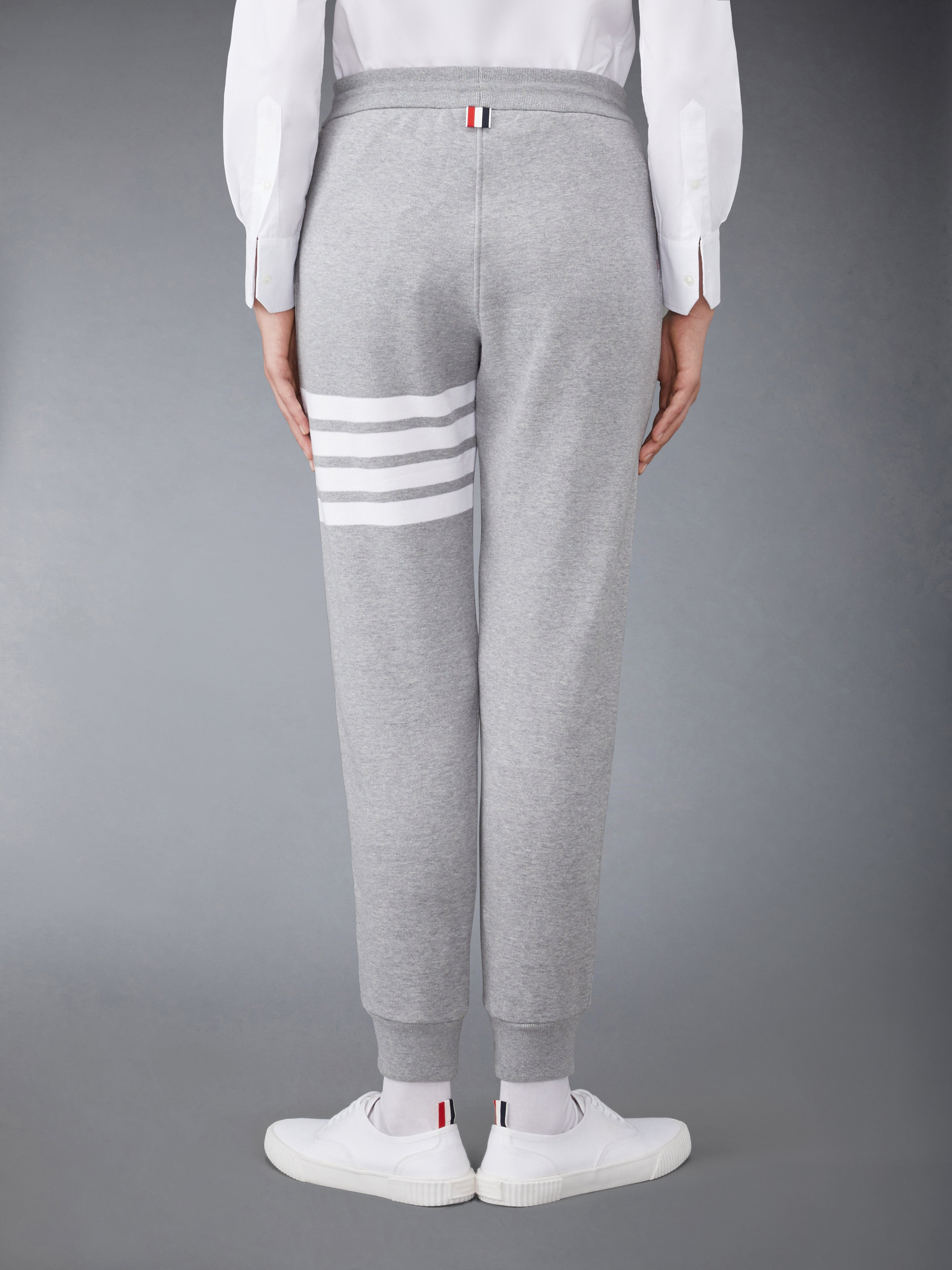 Light Grey Cotton Loopback Knit Engineered 4-bar Stripe Classic Sweatpant - 2