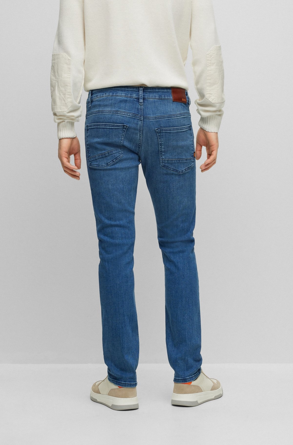 SLIM-FIT JEANS IN BLUE SUPER-STRETCH DENIM - 4