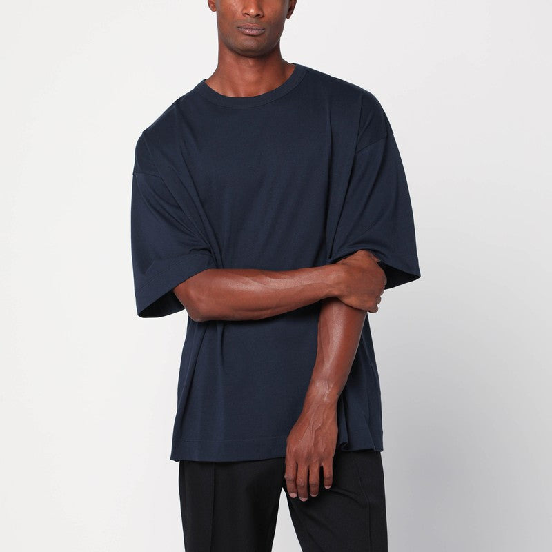 Dries Van Noten Oversized Navy Blue Cotton T-Shirt Men - 1