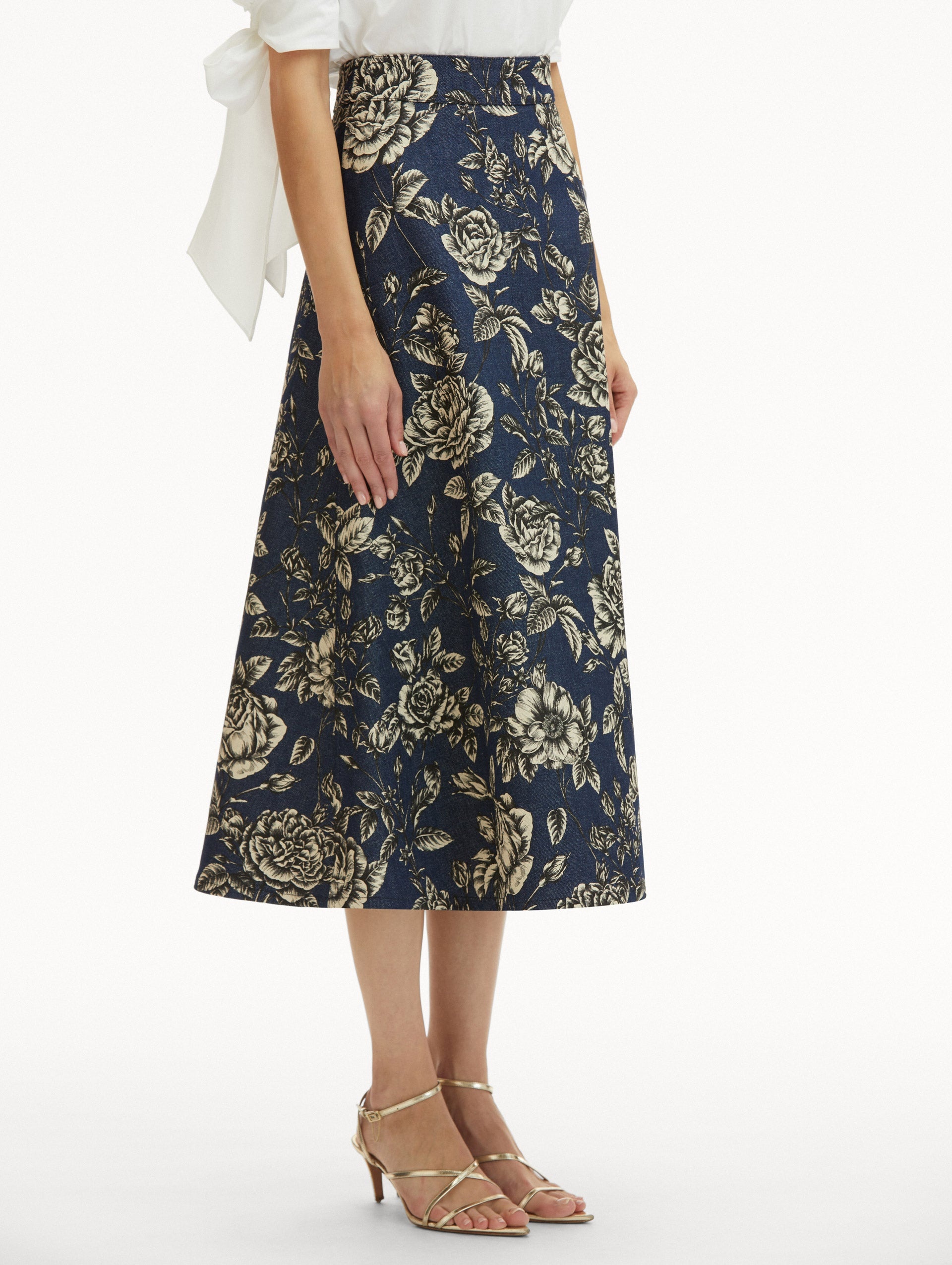 ROSE PRINTED DENIM SKIRT - 5