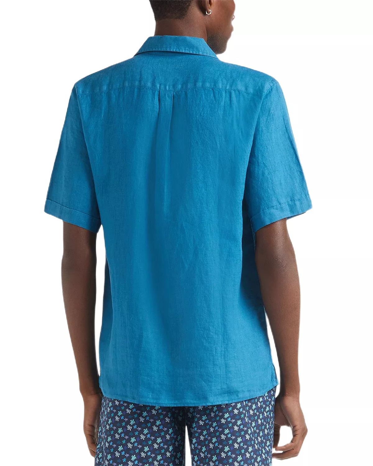 Short Sleeved Solid Linen Shirt - 4