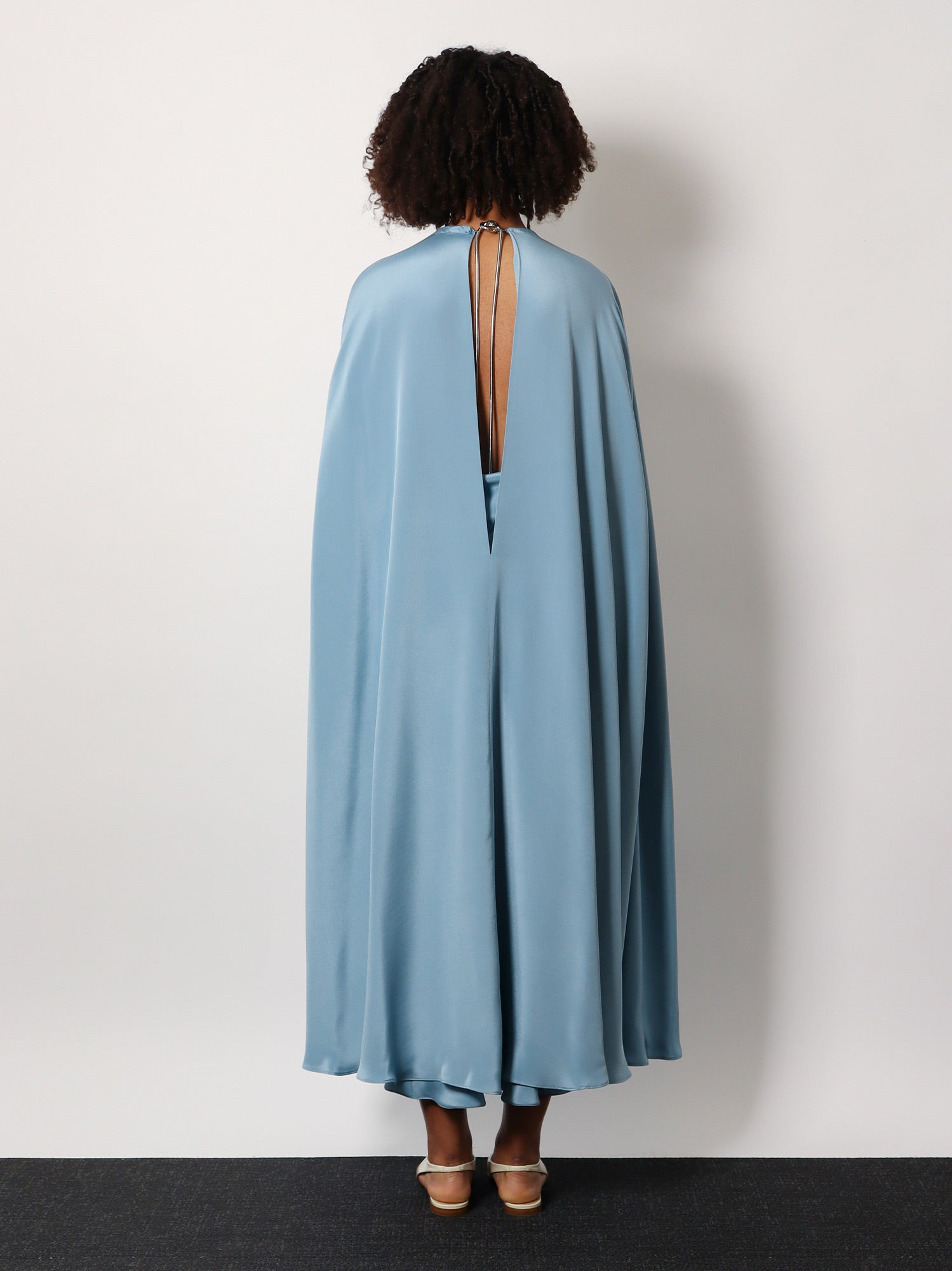 Max Mara Managua Silk Long Dress With Silk Cape And Metal Detail - 3