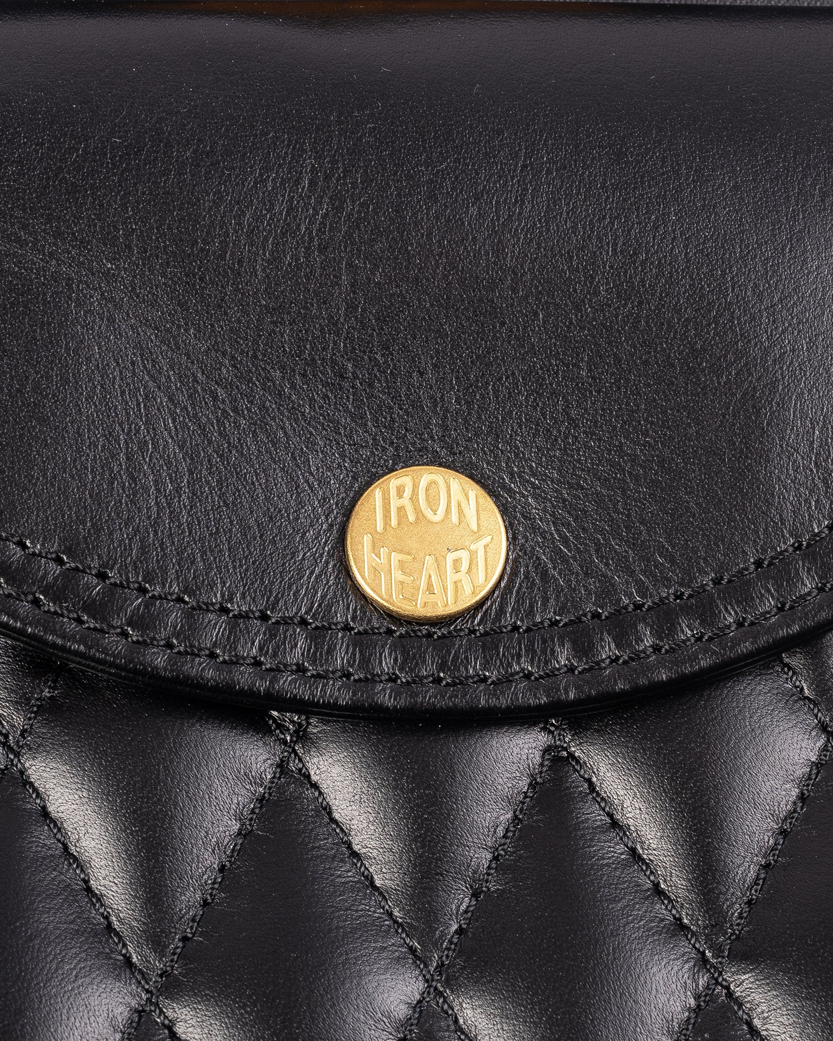 IHE-40-BLK Rectangular Leather Diamond Stitched Shoulder Bag - Black - 11