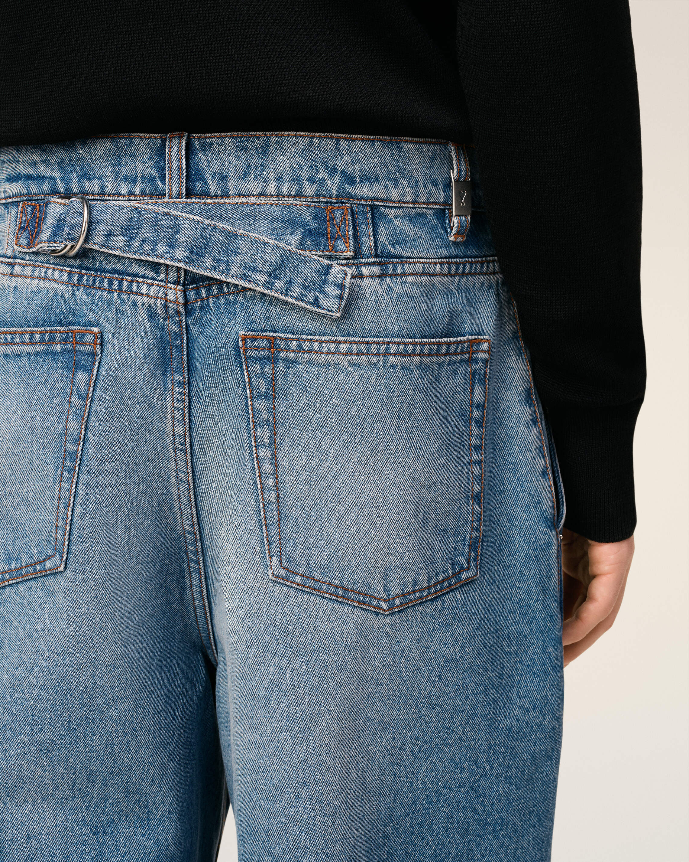 BLUE COTTON WIDE FIT JEANS - 5