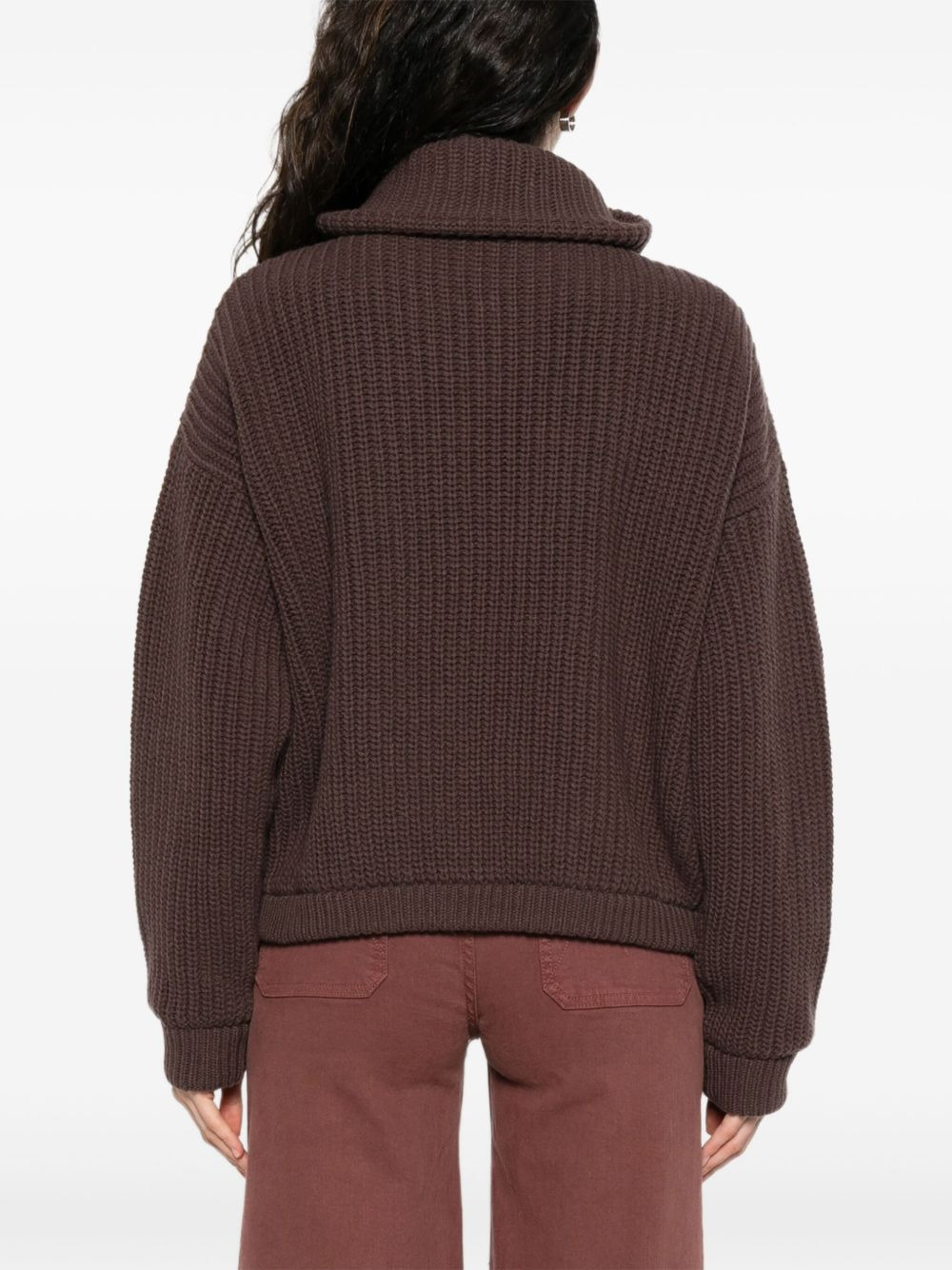 ribbed zip-up cardigan - 4