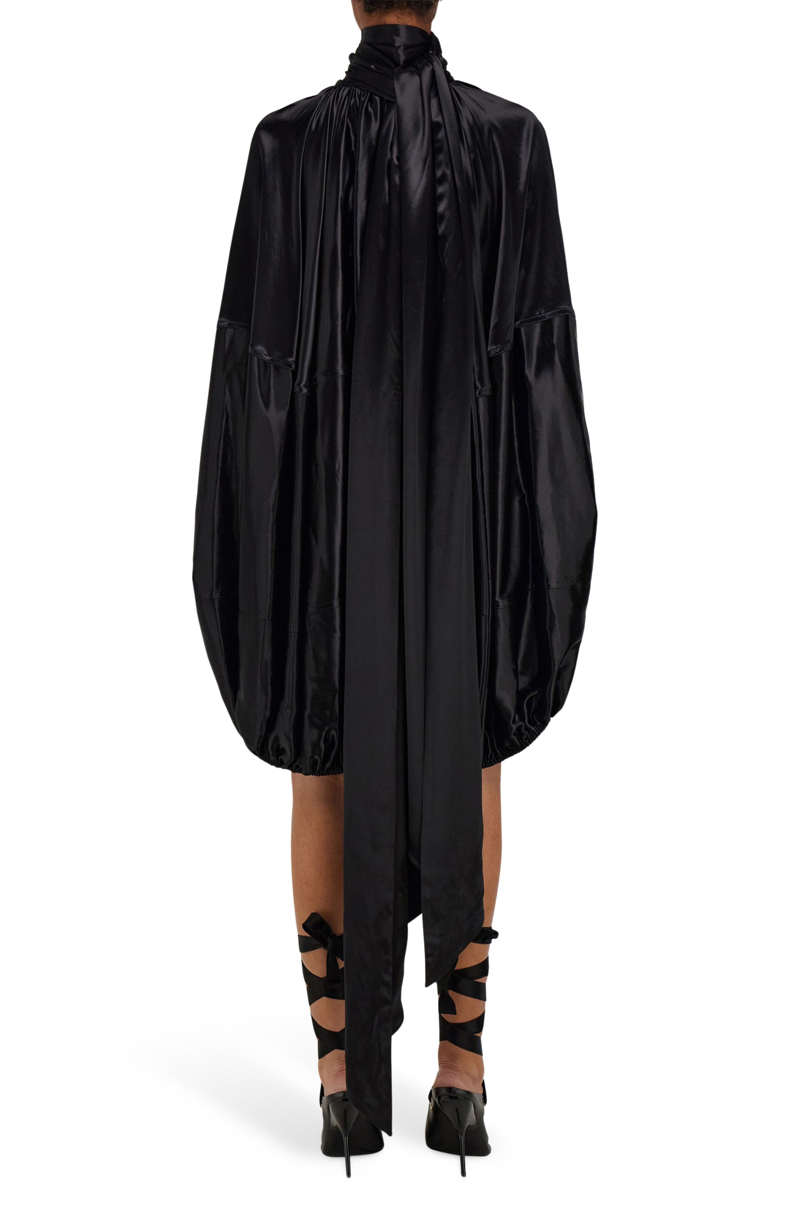 FERRAGAMO Draped Silk Dress in Nero at Nordstrom - 2