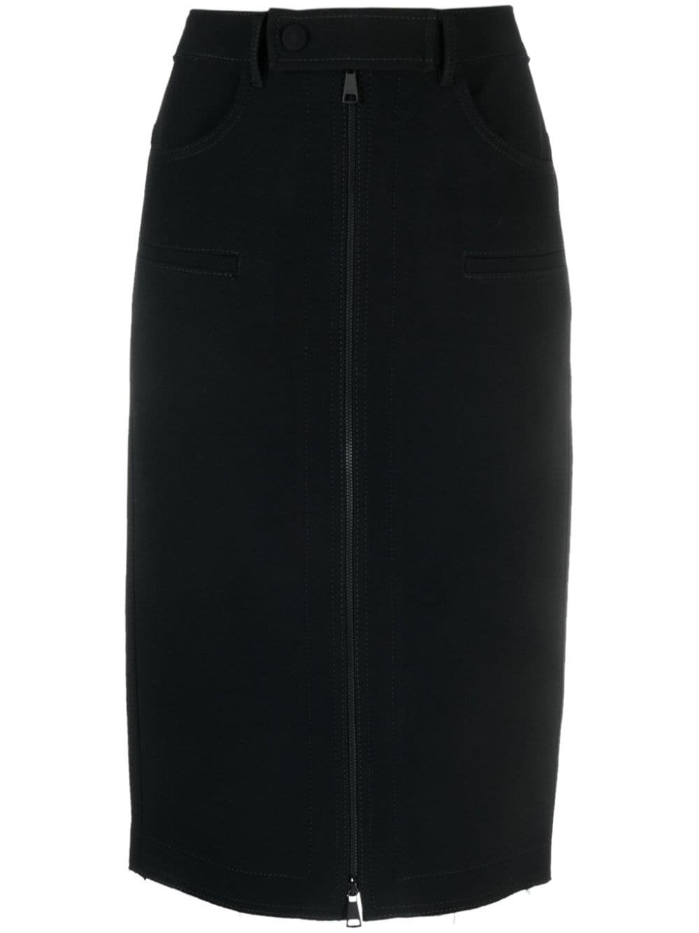 mid-rise zip-up midi skirt - 1