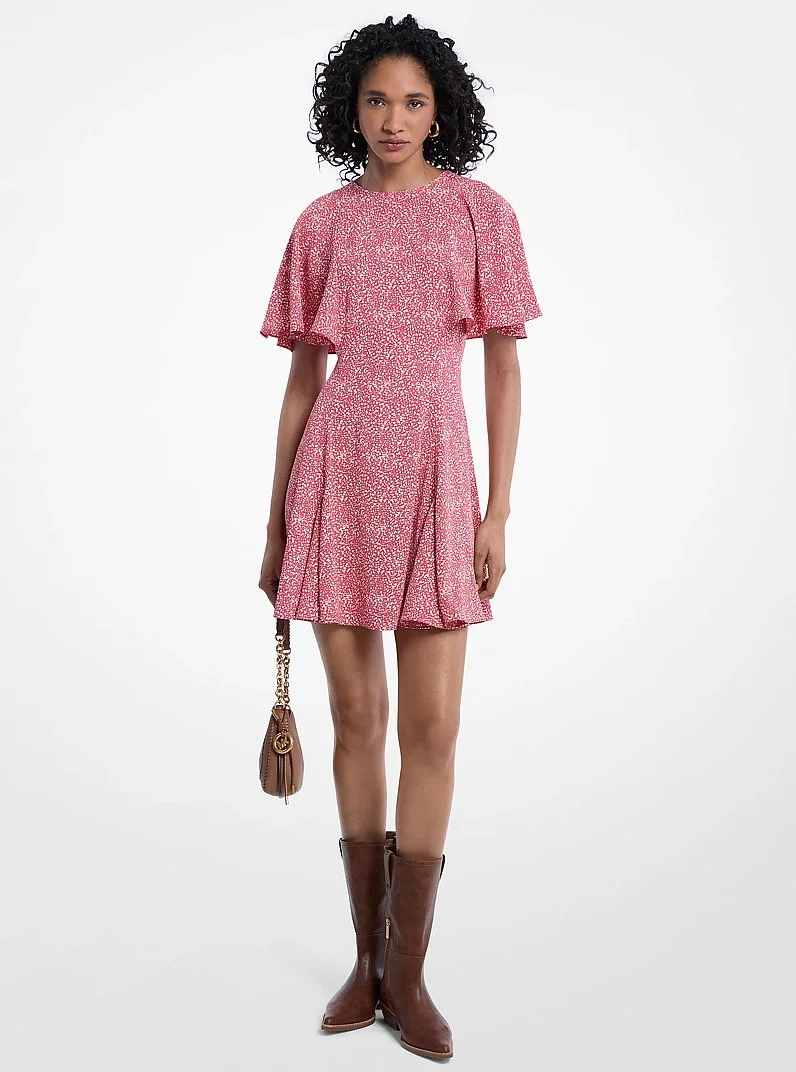 Printed Satin Crepe Mini Dress - 1
