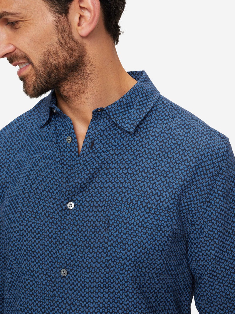 Men's Shirt Milan 16 Linen Navy - 5
