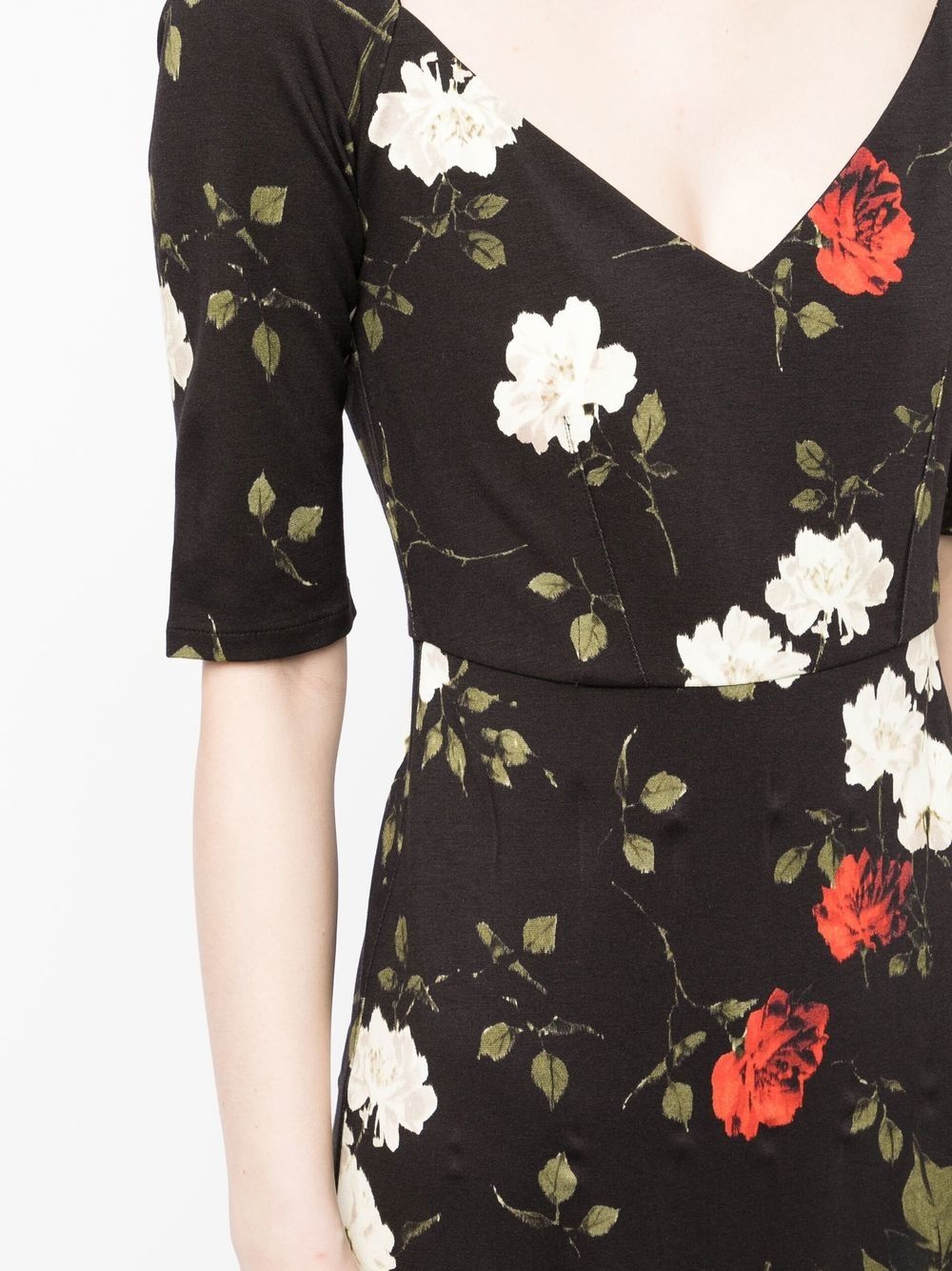 floral sweetheart-neck midi dress - 5