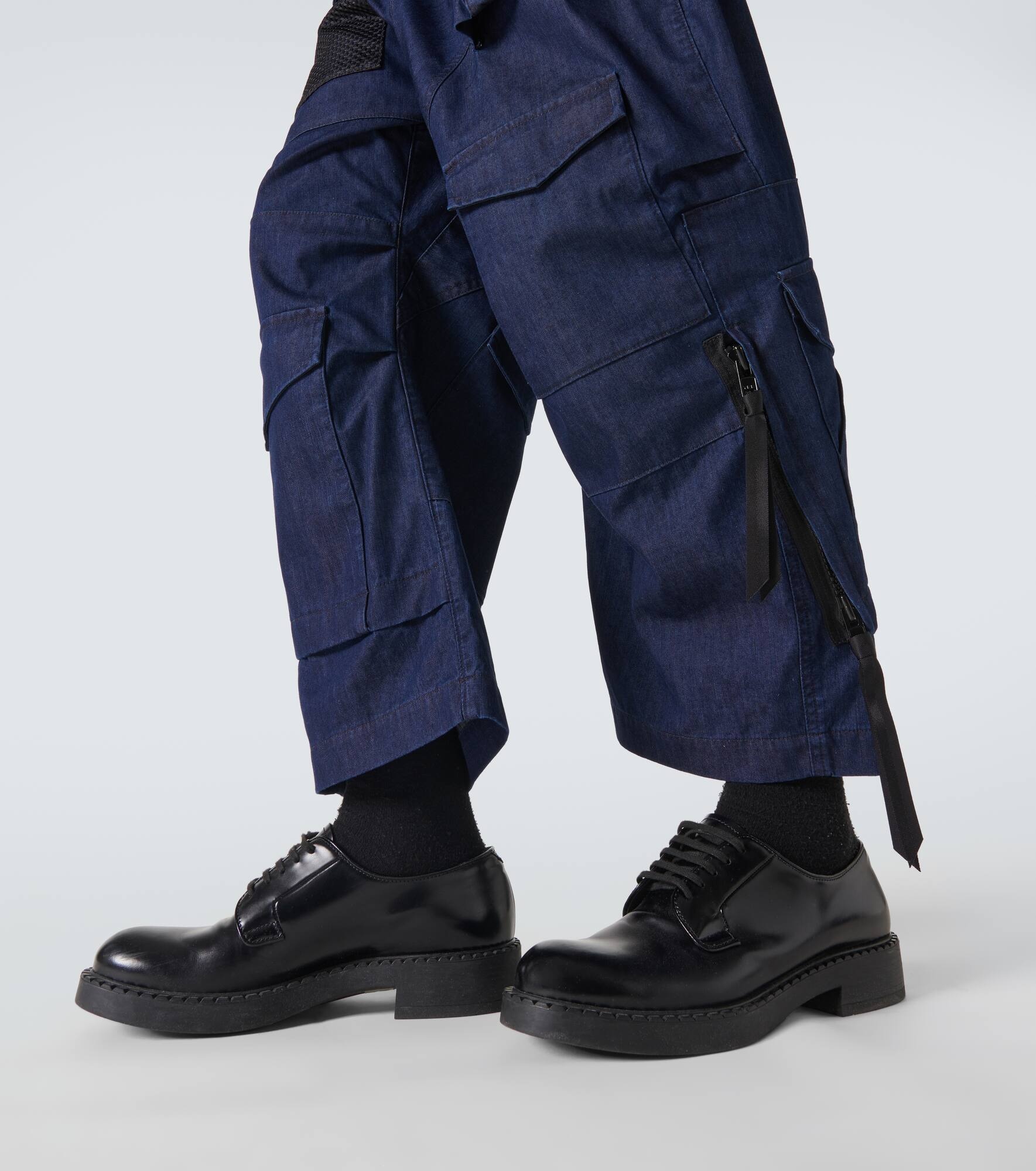 Deconstructed denim cargo pants - 5