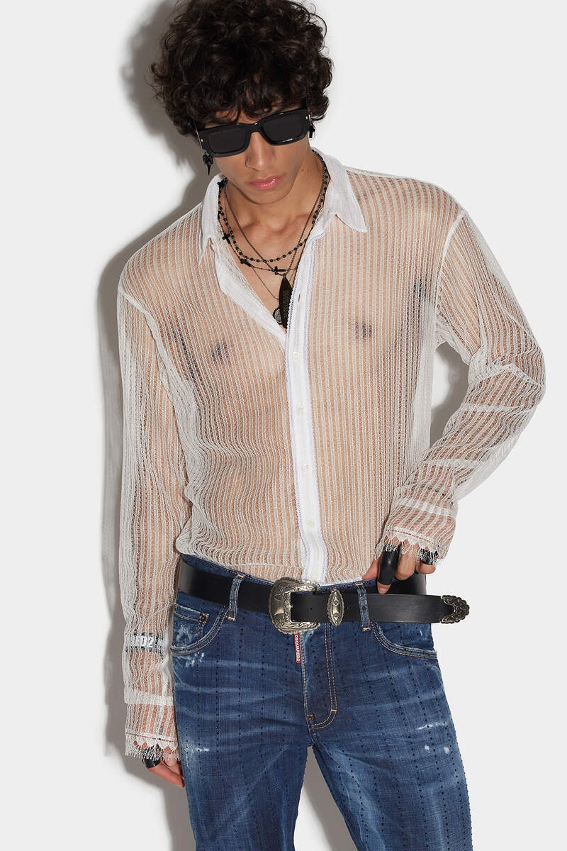 LACE DROPPED SHOULDER SHIRT - 1
