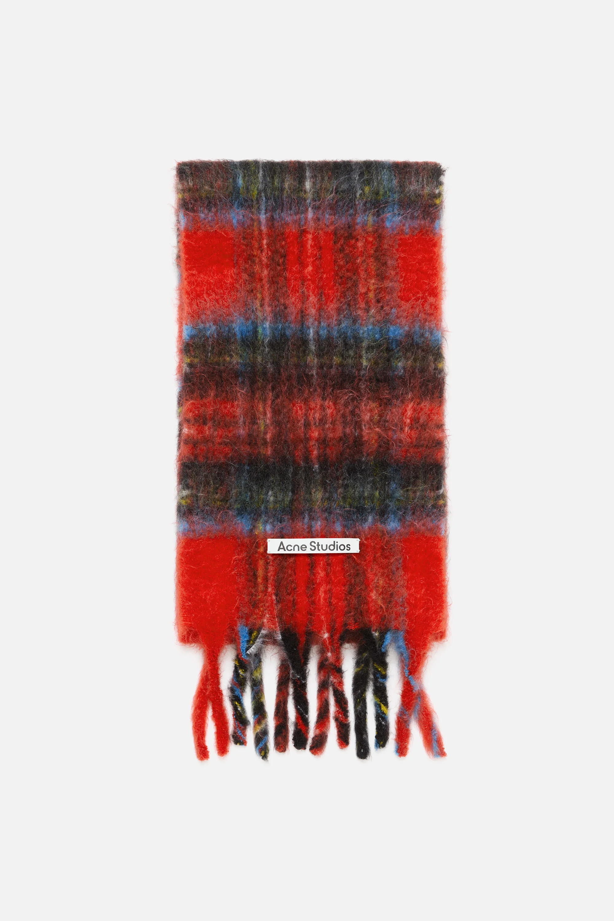 Mohair check scarf - Red/blue - 1