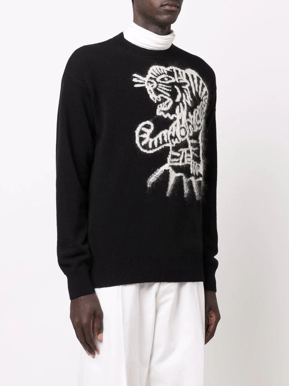 tiger-intarsia crew neck jumper - 3