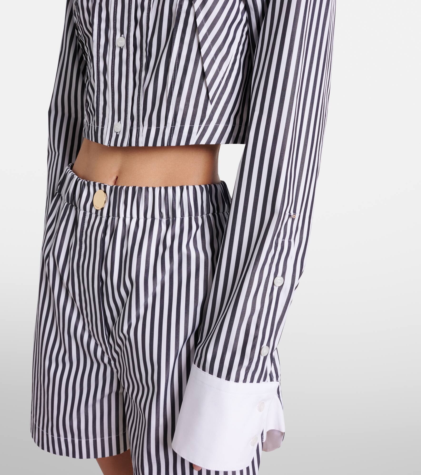 Cropped striped cotton poplin shirt - 5